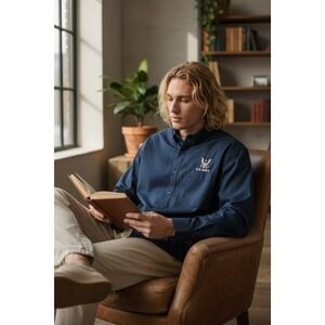 NWT AE Sport US Navy Shirt‎ Mens XXL Long Sleeve Embroidered Eagle Made USA